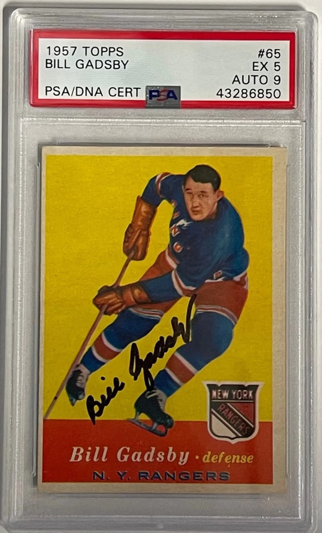 Bill Gadsby Autographed 1957-58 Topps Card #65 (PSA) (1 of 2)