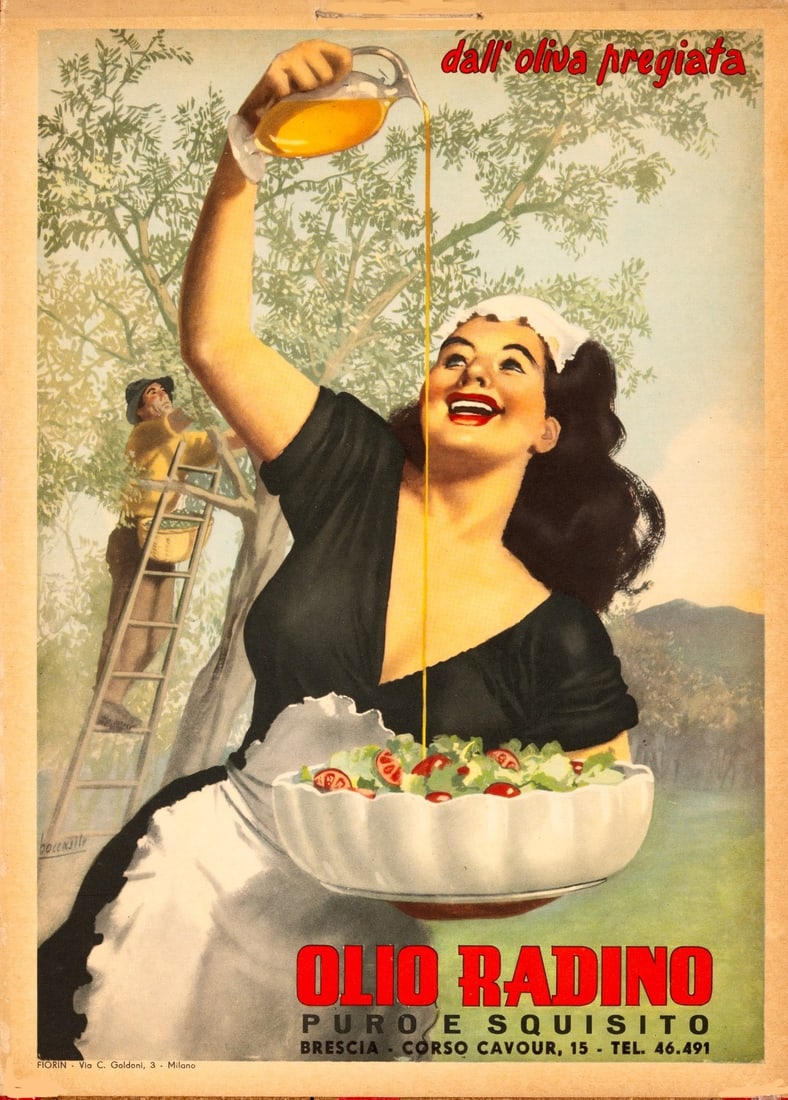 Olio Radino Dalloliva Pregiata Gino Boccasile 1940S On Carton (1 of 3)