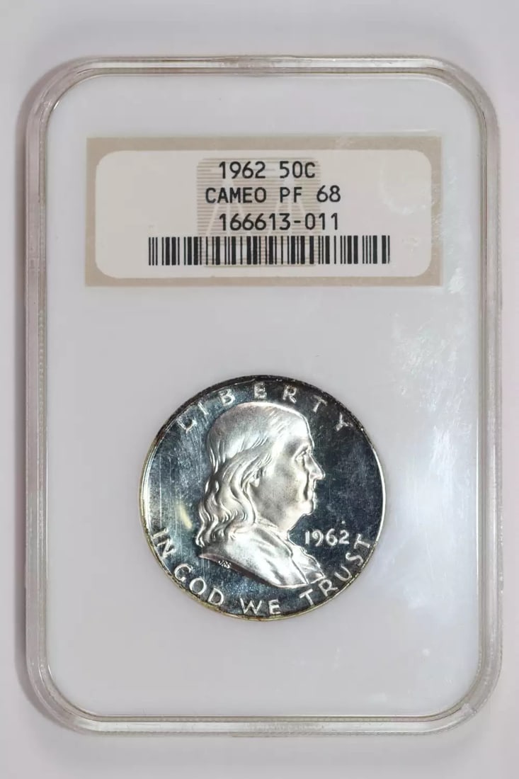 NGC PR68 Cameo Old Fatty Franklin Half Dollar Proof 1962 (1 of 2)