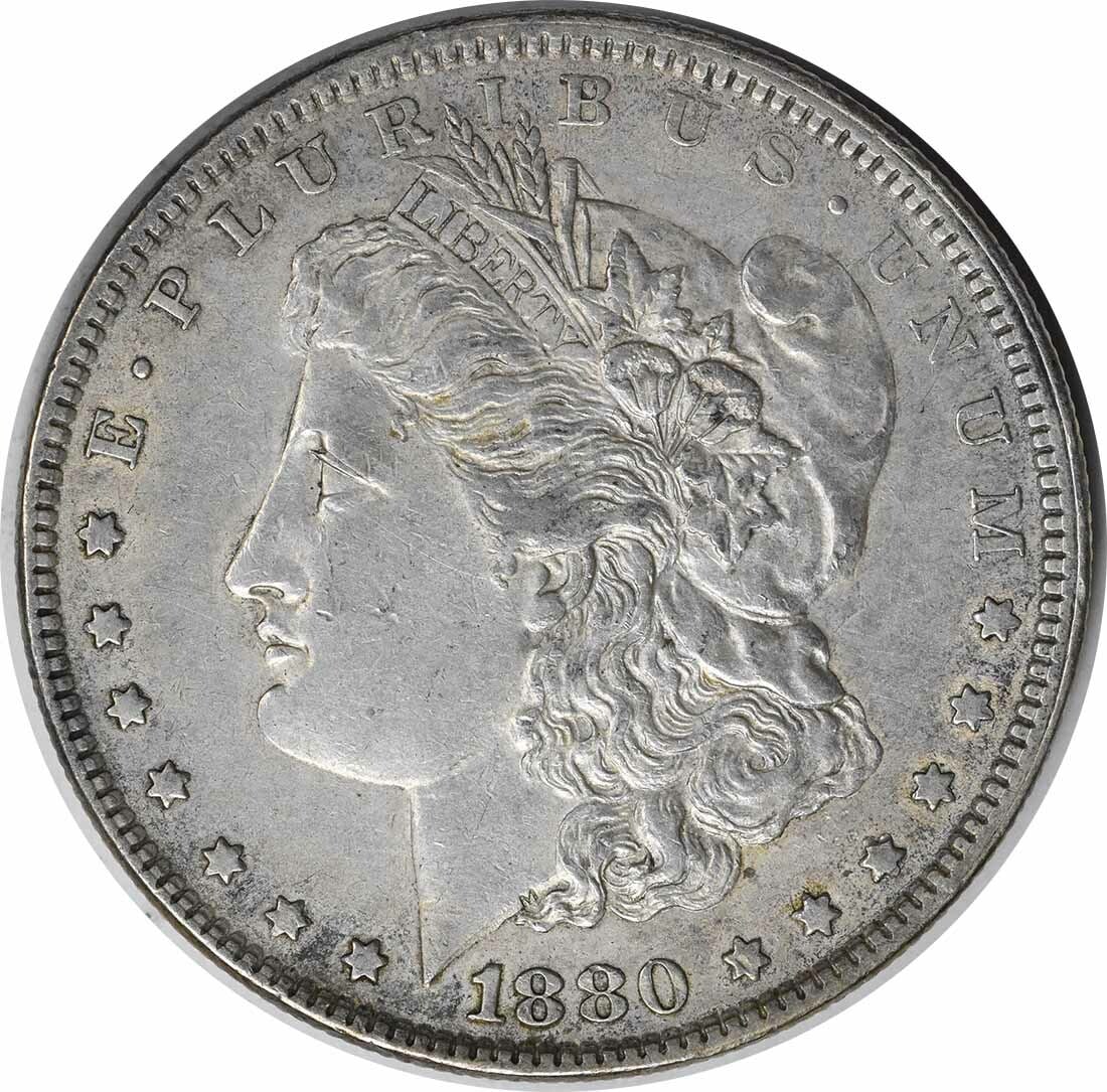 1880 VAM 39A Morgan Silver Dollar Partial E Rev EF Uncertified (1 of 2)