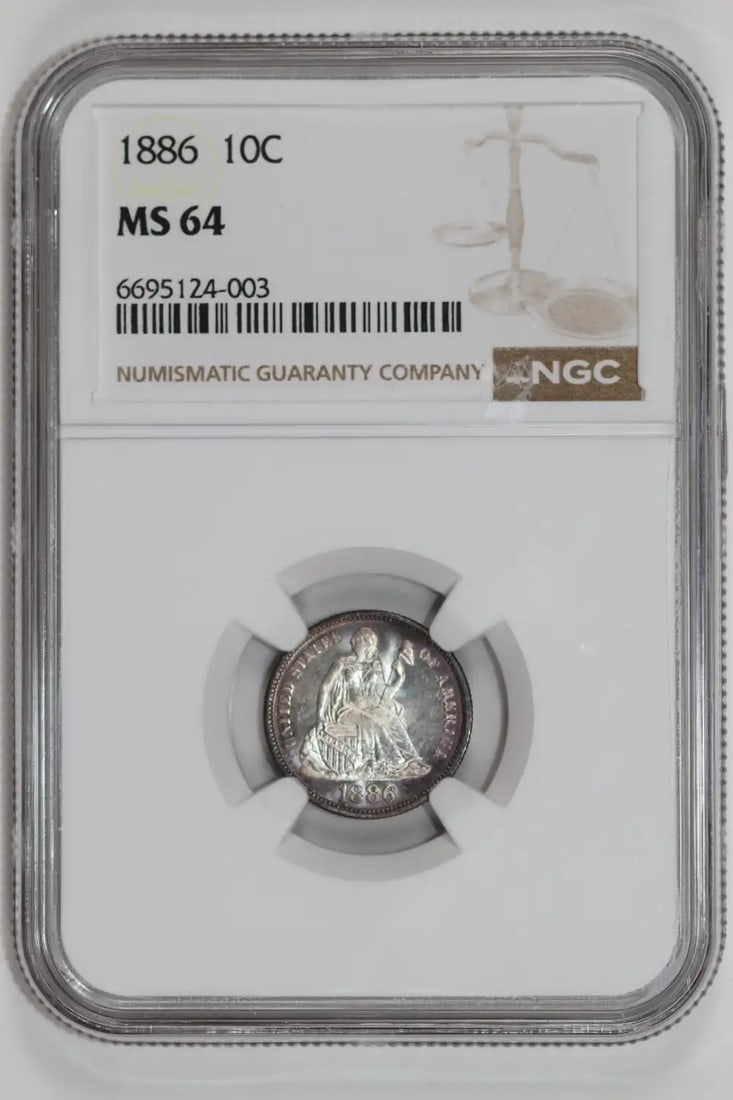 1886 SEATED LIBERTY DIME NGC MS64 (1 of 2)