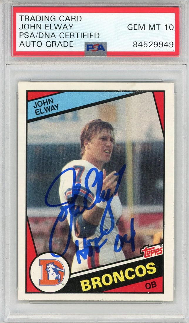 John Elway "HOF 04" Autographed 1984 Topps Card #63 (PSA Auto 10) (1 of 2)