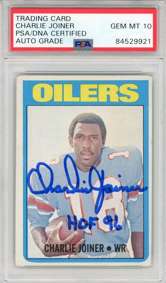Charlie Joiner "HOF 96" Autographed 1972 Topps Card #244 (PSA Auto 10) (1 of 2)