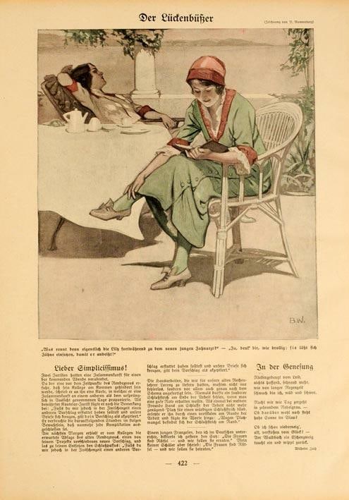 Simplicissimus 1913 By Wennerberg Park Scene On Linen Original (1 of 1)