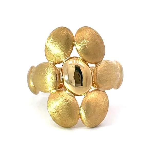 Nanis 18k Yellow Gold Large Flower Cocktail Ring Matte Finish US 10.5 EU 63.5: Nanis 18k Yellow Gold Large Flower Cocktail Ring Matte Finish US 10.5 EU 63.5 Elevate your special occasion style with the stunning Nanis 18k Yellow Gold Large Flower Cocktail Ring, expertly crafted i