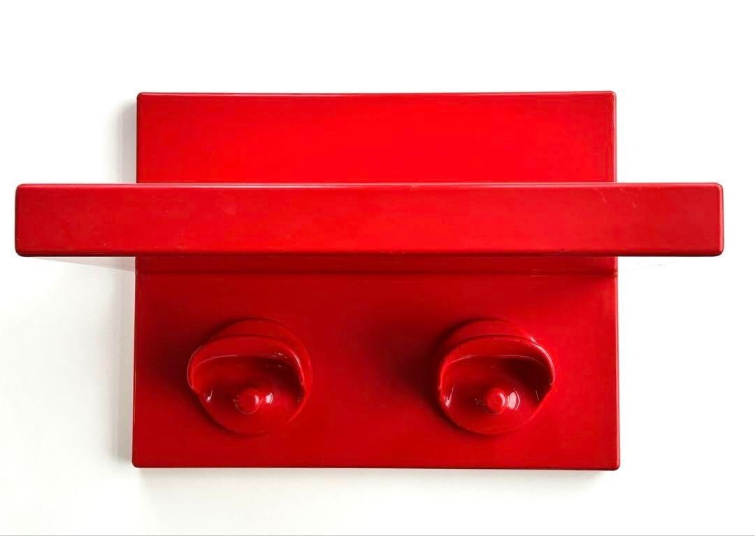 Wall hunger hook Kartell Plastic Wall Shelf Red 35 x 45 x 31cm Vintage 1970's (1 of 18)