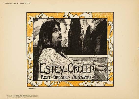 Unger Das Estey Orgelm Moderne Plakat Original Stone Lithograph 1897 (1 of 1)