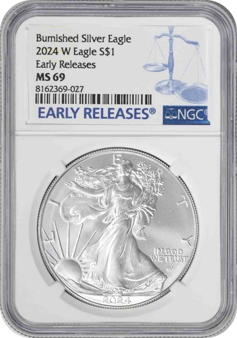 2024-W $1 American Silver Eagle Burnished MS69 Early Releases NGC (1 of 1)