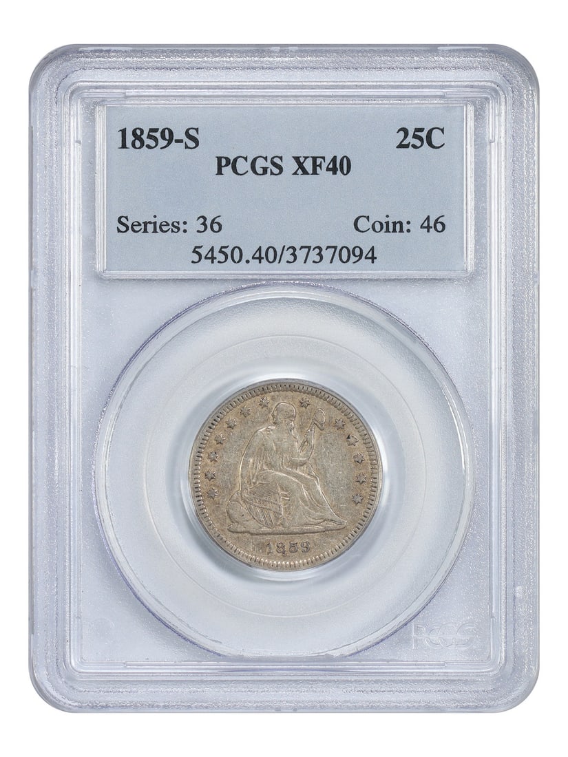 1859-S 25C PCGS XF40 - Liberty Seated Quarter (1 of 4)