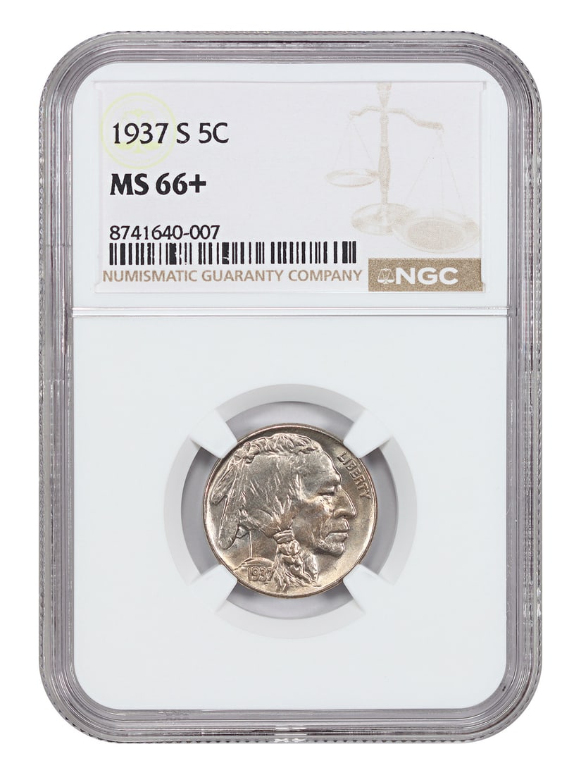 1937-S 5C NGC MS66+ - Buffalo Nickel (1 of 4)