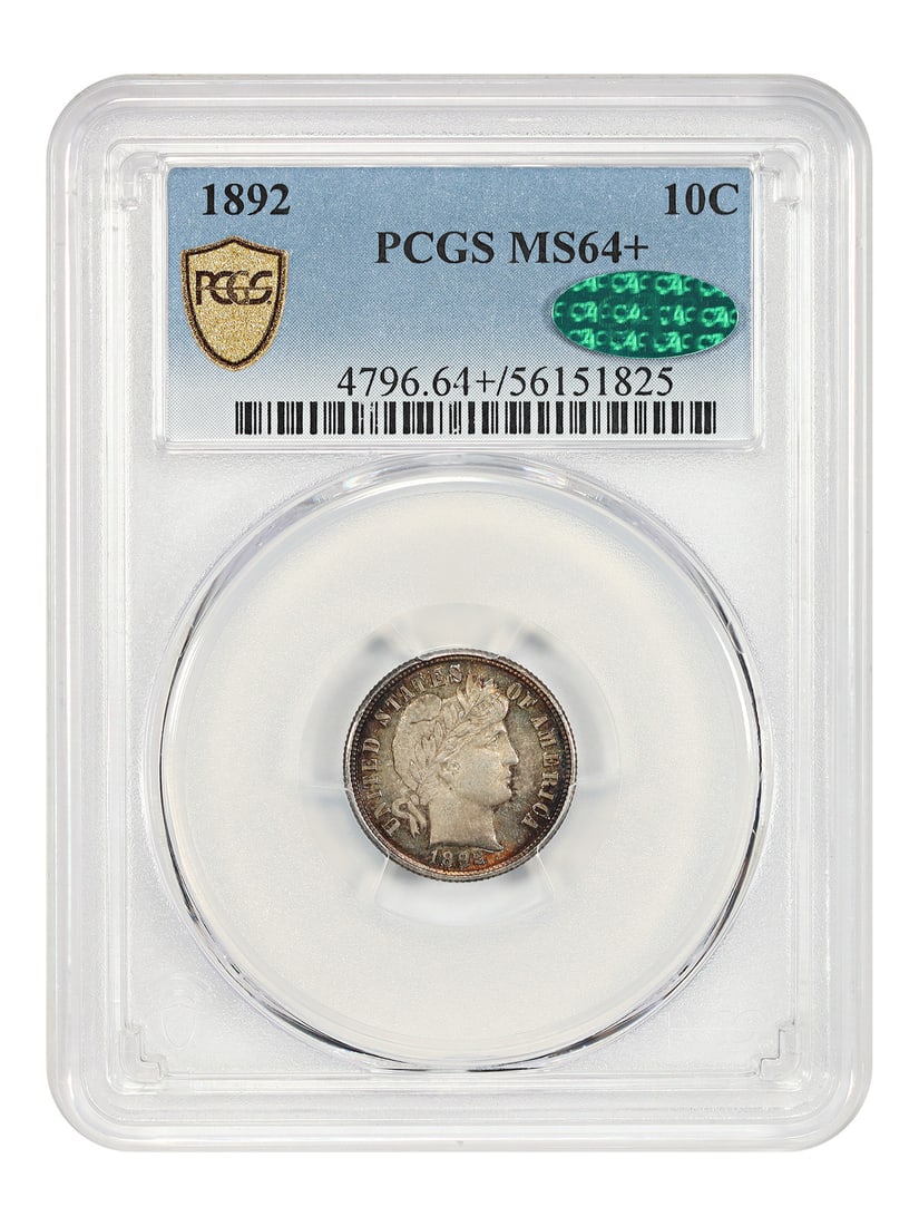 1892 10C PCGS/ CAC MS64+ - Barber Dime (1 of 4)