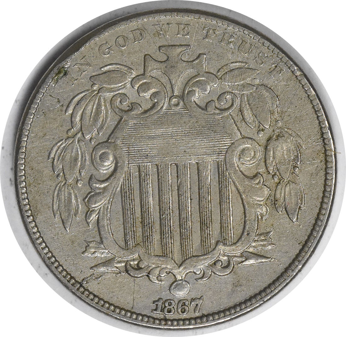 1867 Shield Nickel No Rays RPD EF Uncertified (1 of 2)