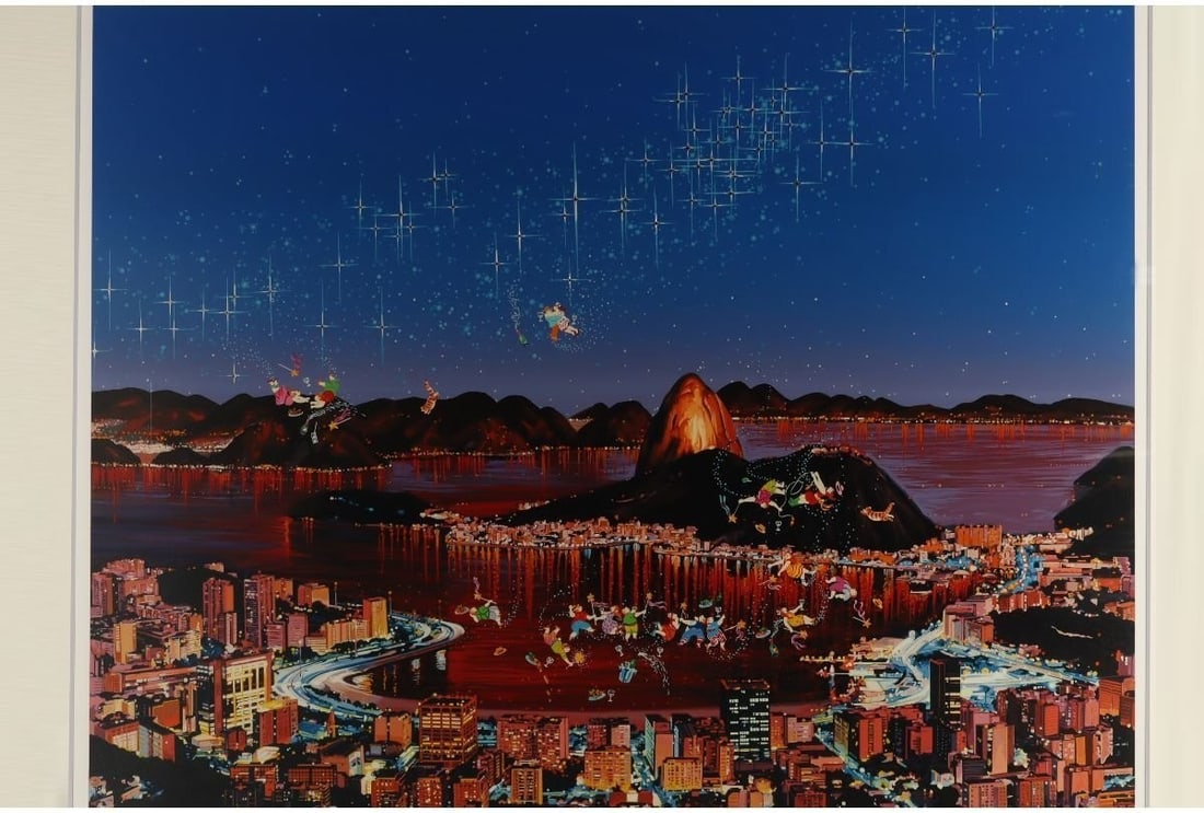 Hiro Yamagata lithograph night city people magical landscape river japanese (1 of 10)