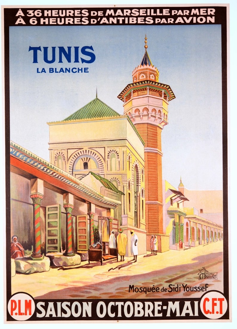 Tunis La Blanche Plm Poster 1920 French Railways Poster North Africa Travel (1 of 3)