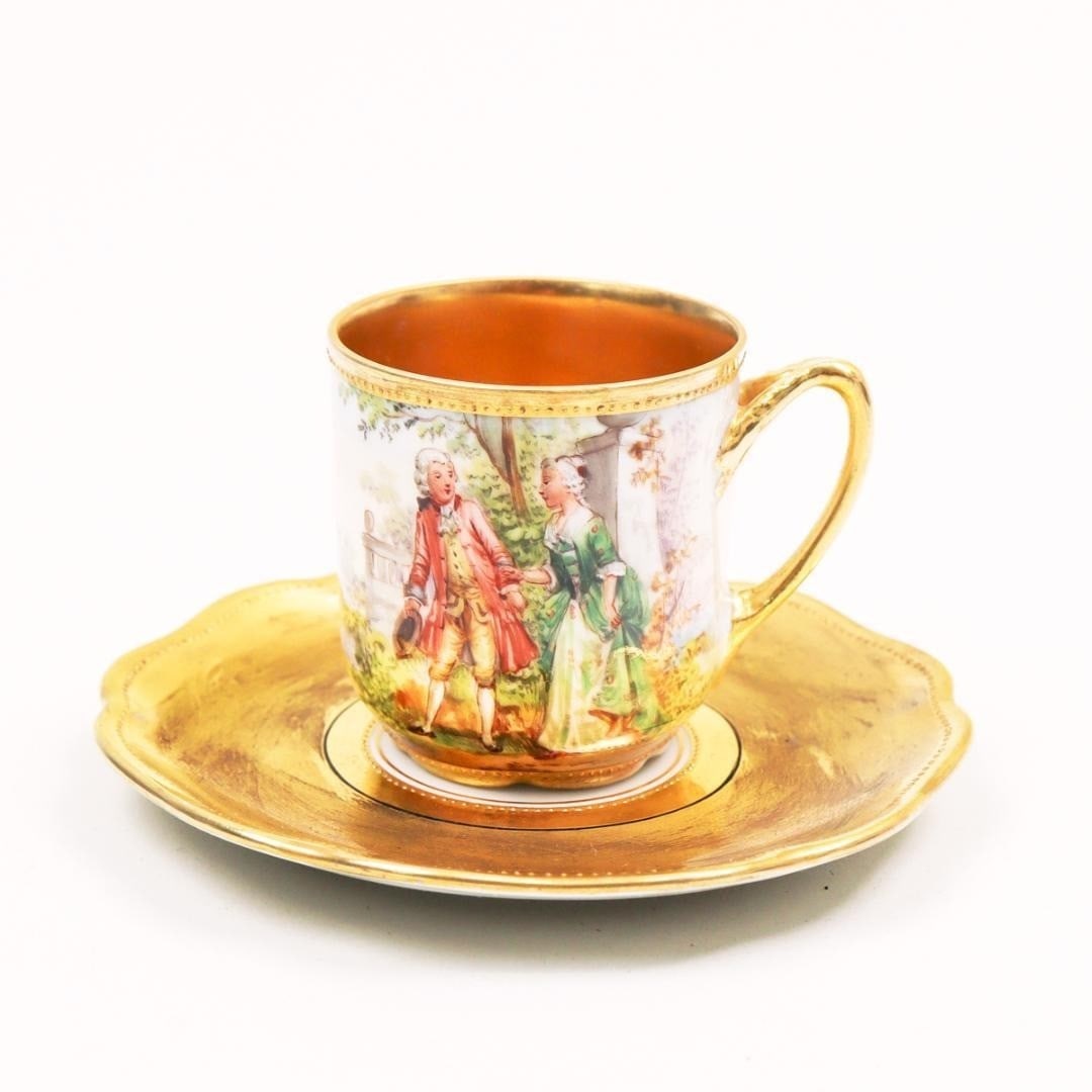 Dresden Richard Wehsener Madeleine Cup Saucer Hand Painted Gold Trim Antique (1 of 17)