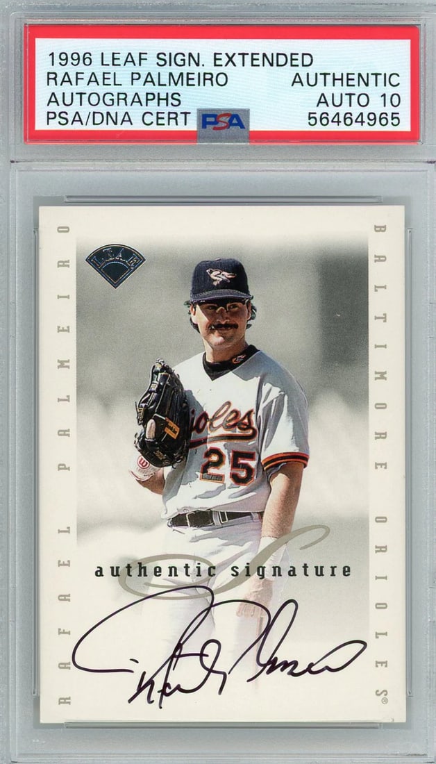 Rafael Palmeiro Autographed 1996 Leaf Card (PSA Auto 10) (1 of 2)
