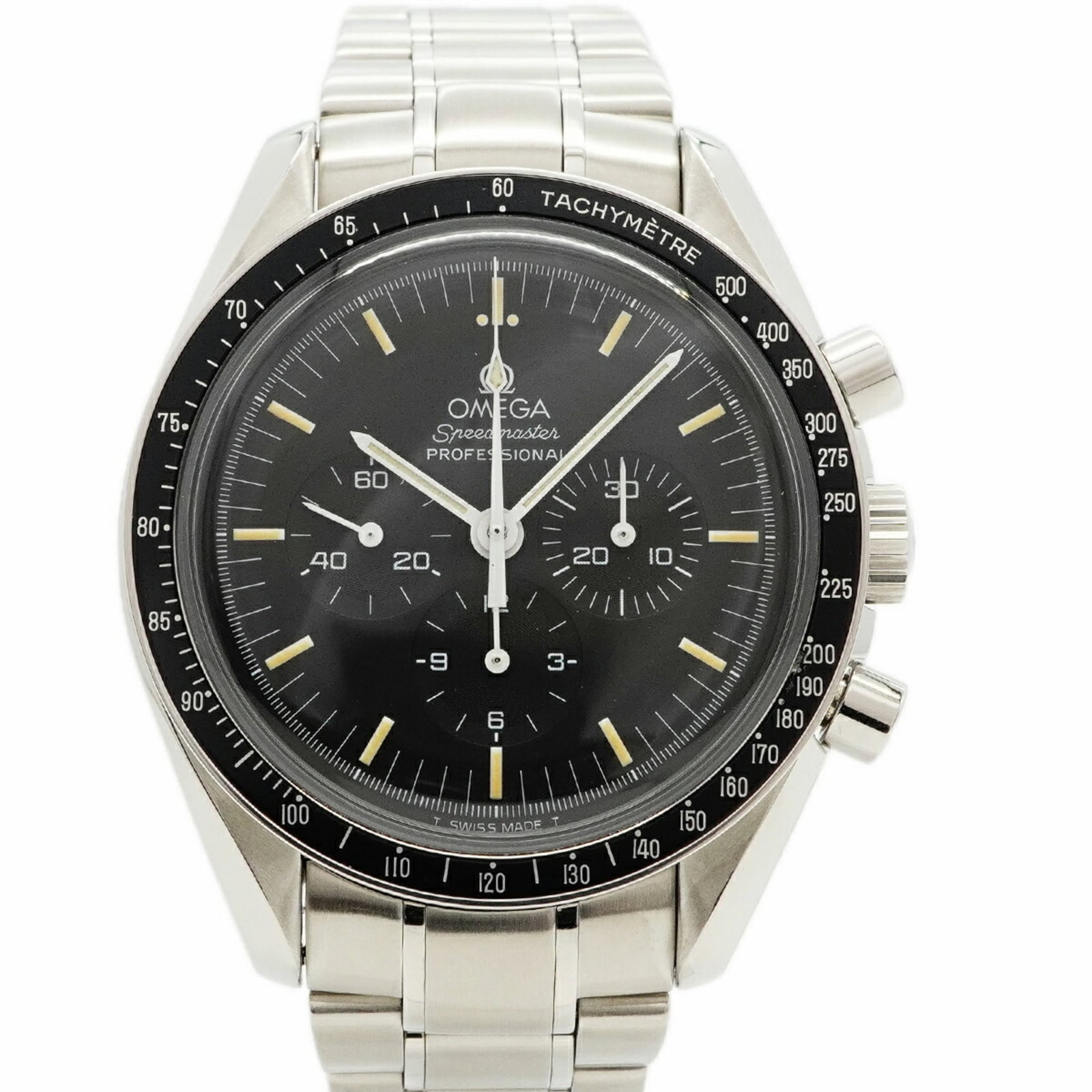 Omega wristwatch: Omega wristwatch A sleek and sophisticated Omega wristwatch, with its 41.5mm stainless steel case and black dial, exudes classic style and precision timekeeping. This pre-owned watch has been well-lov