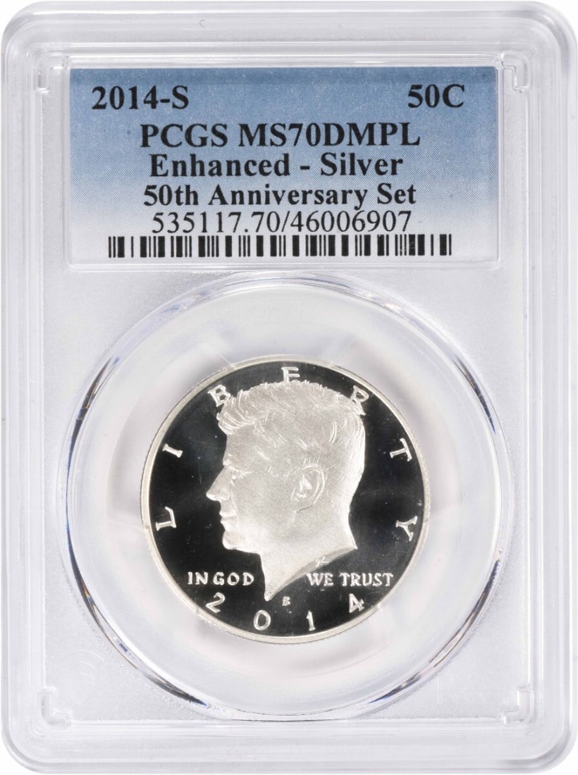 2014-S Kennedy Silver Half Dollar 50th Anniversary Set Enhanced MS70DMPL PCGS (1 of 3)