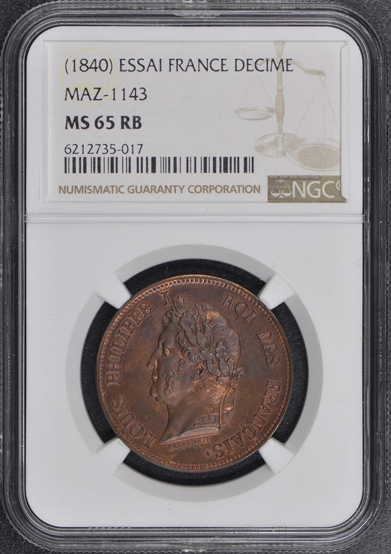 1840 Essai France 8 coin Set NGC MS64-MS65RB Original Box (1 of 8)