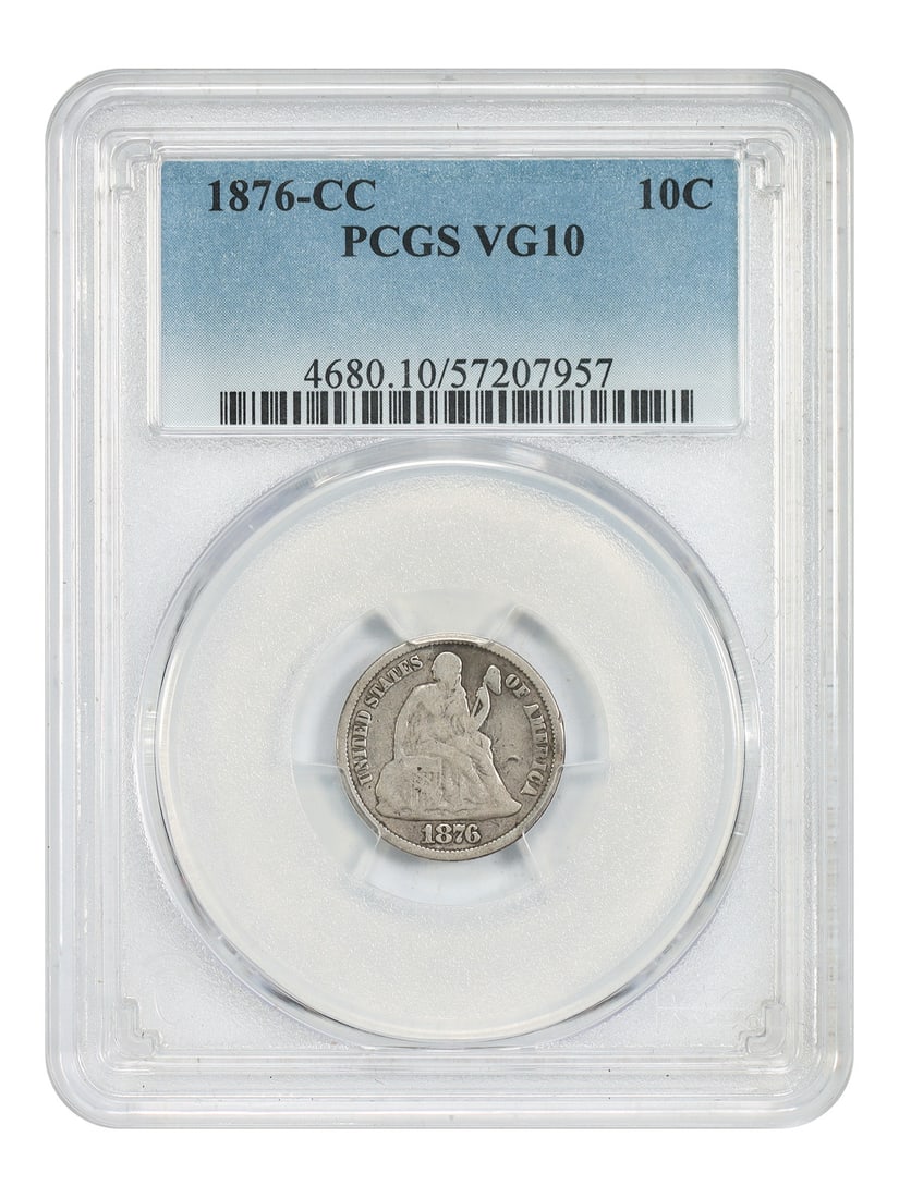 Liberty Seated Dime 1876 CC 10C PCGS VG10 (1 of 4)