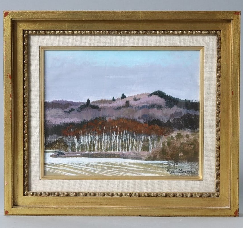 Nicole Rousseau-Grolee France oil painting framed landscape Bruyeres.: Nicole Rousseau-Grolee France oil painting framed landscape Bruyeres. Discover the breathtaking beauty of Nicole Rousseau-Grolee's France oil painting, Bruyeres, a stunning landscape that showcases he
