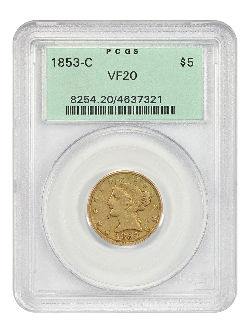 1853-C $5 PCGS VF20 (OGH) - Liberty Head $5 (1 of 4)