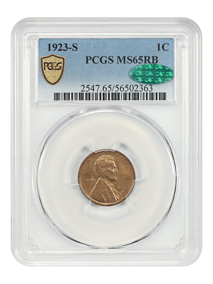 1923-S 1C PCGS/ CAC MS65RB - Lincoln Cent (Wheat Reverse) - Tough Date in RB (1 of 5)