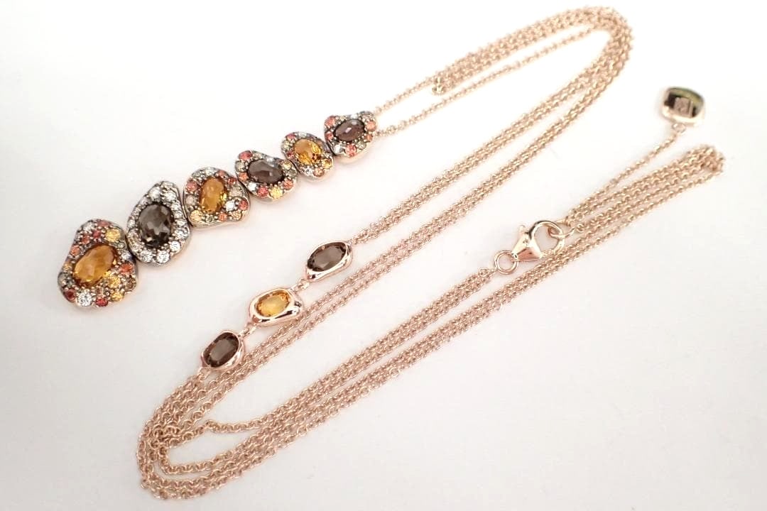 Rodney Rayner Via Roma Multi Gemstone Diamond 18k Rose Gold Necklace Pendant (1 of 8)