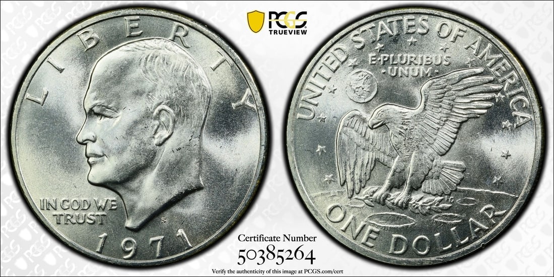 1971 S EISENHOWER IKE DOLLAR $1 SILVER PCGS CERTIFIED MS 67 MINT STATE UNC (264) (1 of 5)