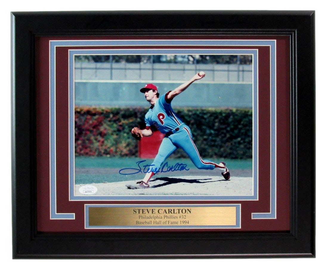 Steve Carlton HOF signed auto 8x10 photo Philadelphia Phillies framed by JSA. (1 of 4)