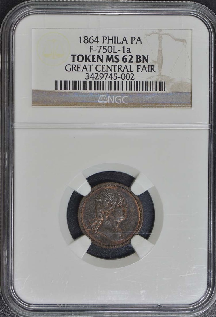 1864 PHILA F-750L-1a PA NGC MS62BN Civil War Token (1 of 3)