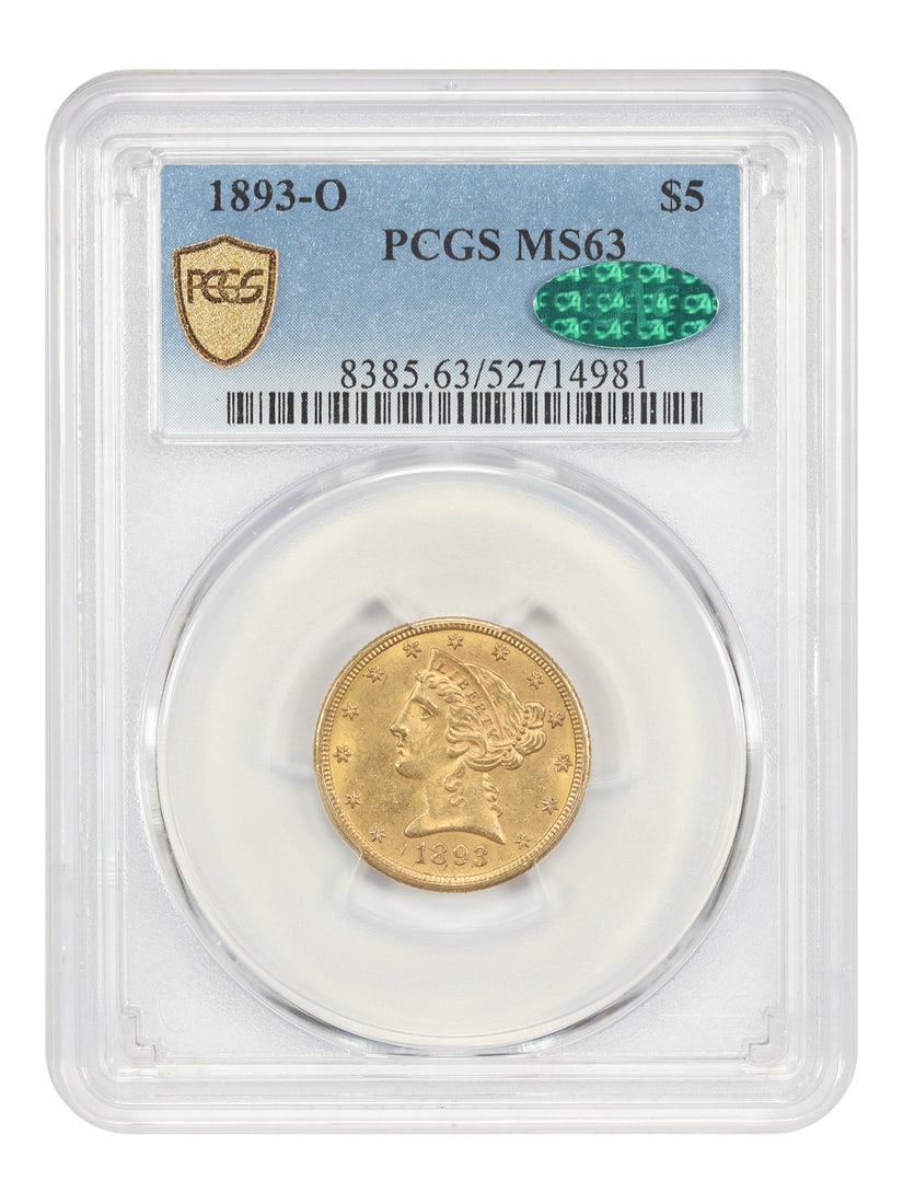 1893-O $5 PCGS/ CAC MS63 - Liberty Head $5 - Affordable New Orleans Gold Issue (1 of 4)