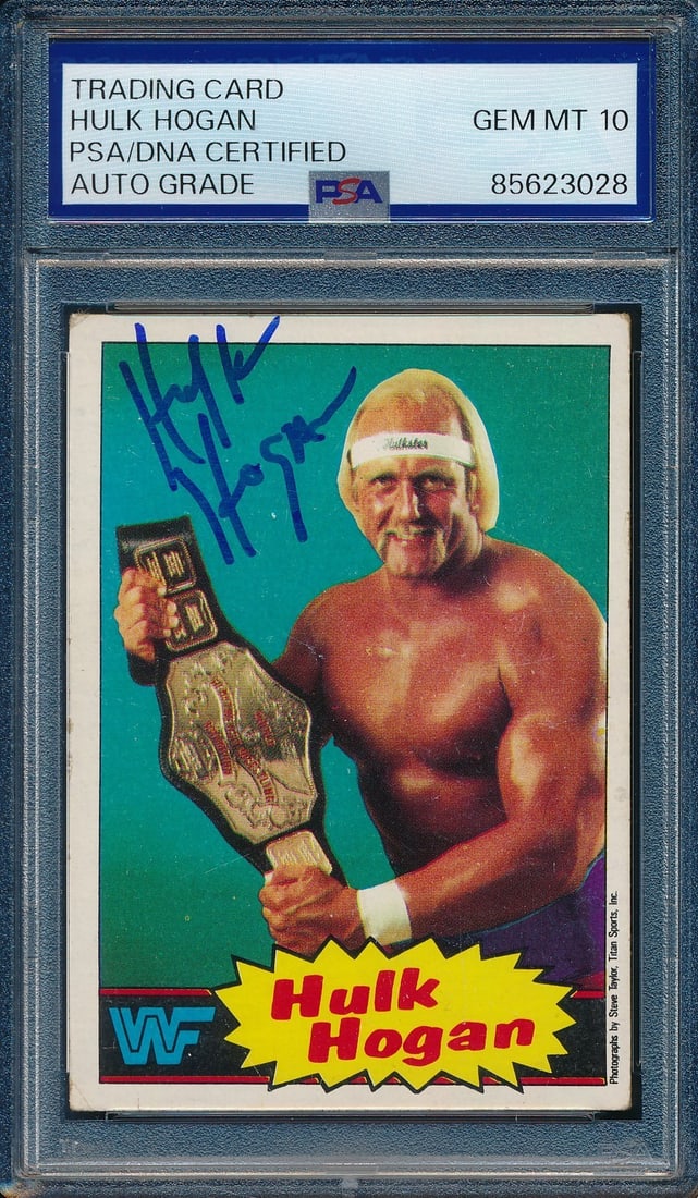 1985 TOPPS WWF Hulk Hogan Signed/ Auto On Card RC Card #16 PSA/ DNA 10 203271 (1 of 2)