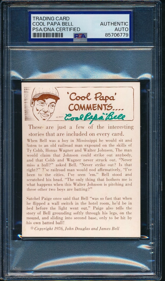 1976 Douglas/ Bell HOF Trading Card Cool Papa Bell Signed/ Auto PSA/ DNA 203242 (1 of 2)