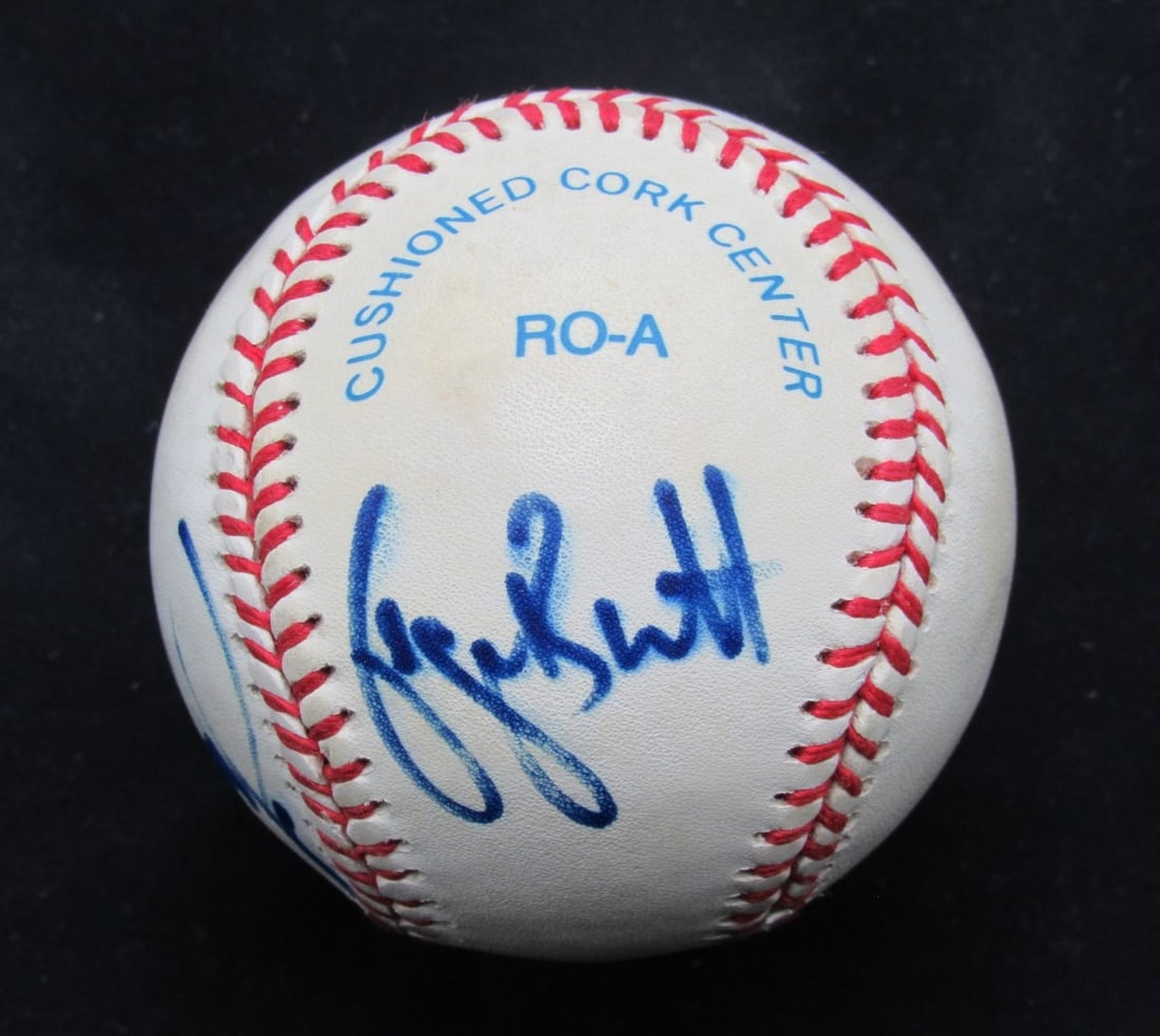 George Brett Nolan Ryan HOFers Autographed Rawlings OAL Baseball 173464 (1 of 4)