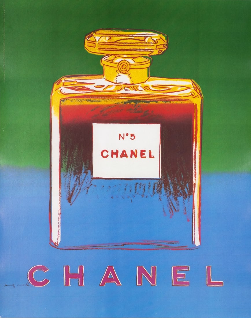 Chanel original on linen, green and blue, Warhol, 22 x 29 inches. (1 of 7)