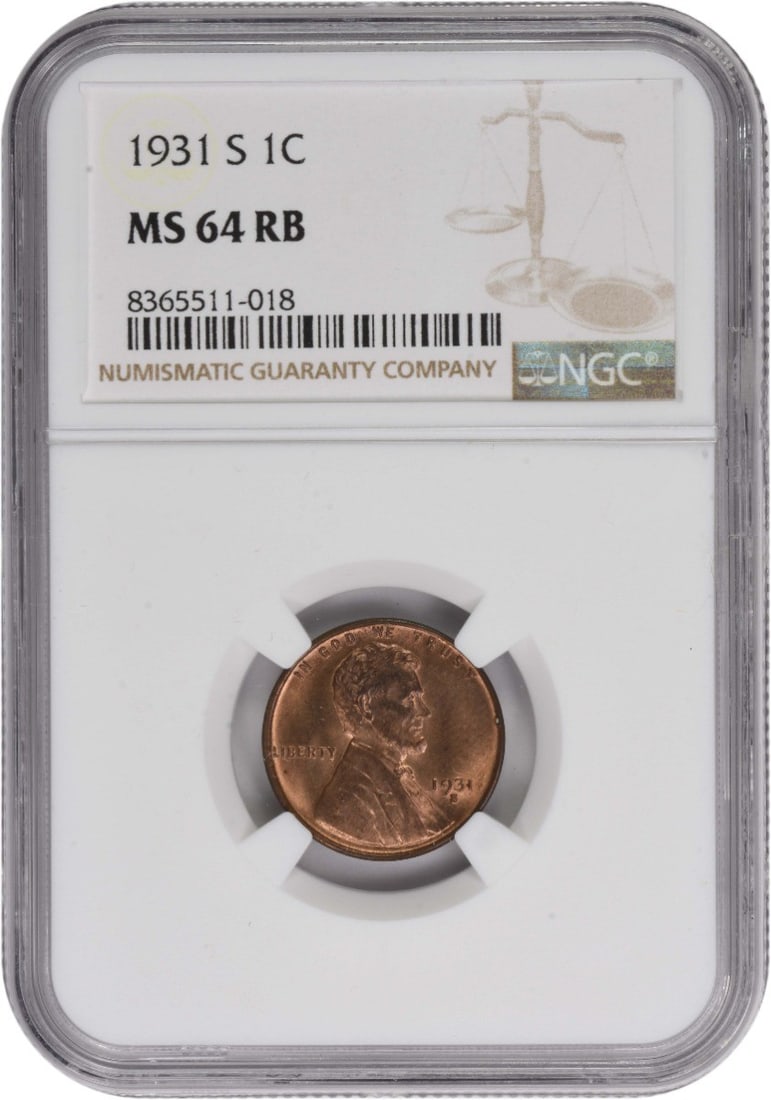 1931-S Lincoln Cent MS64RB NGC (1 of 1)