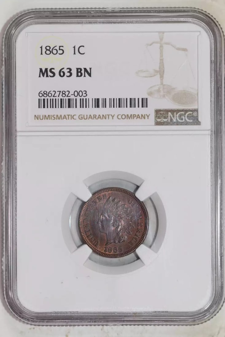 1865 INDIAN HEAD CENT NGC MS63 BN - LOOKS RB VERY PQ (1 of 2)