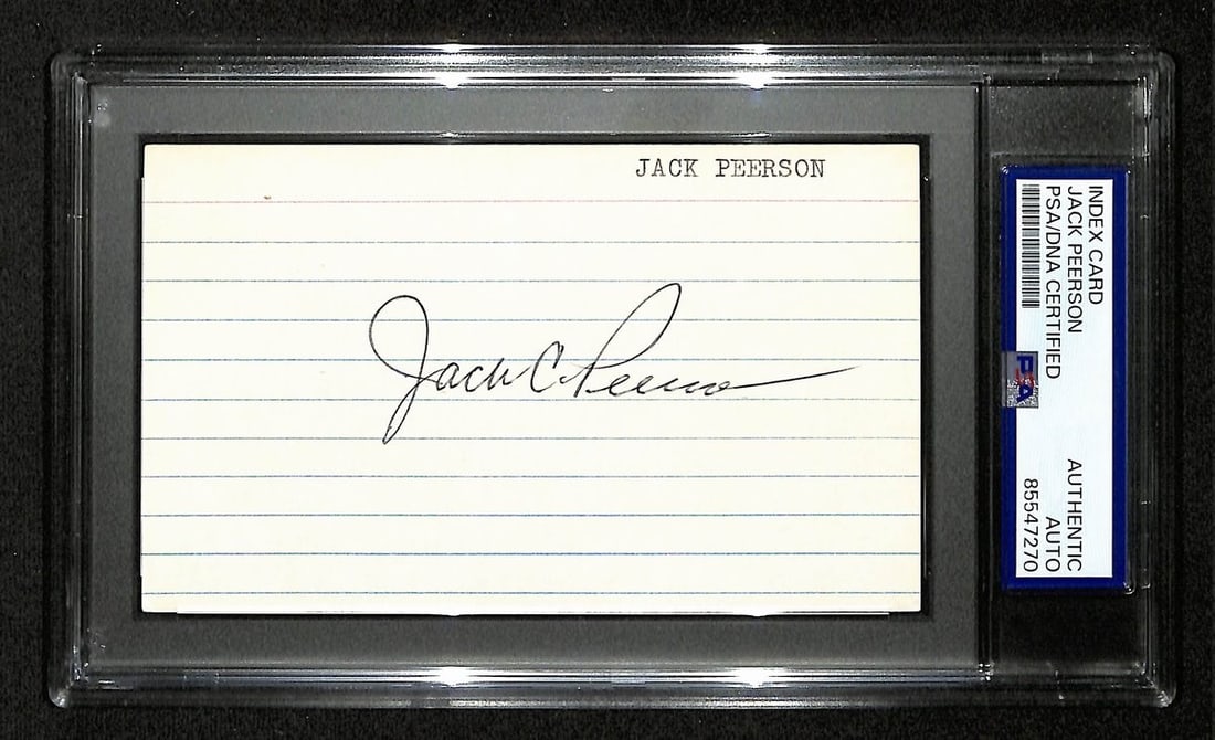 Jack Peerson Signed/ Autographed 3x5 Index Card Philadelphia A's PSA/ DNA 199290 (1 of 1)