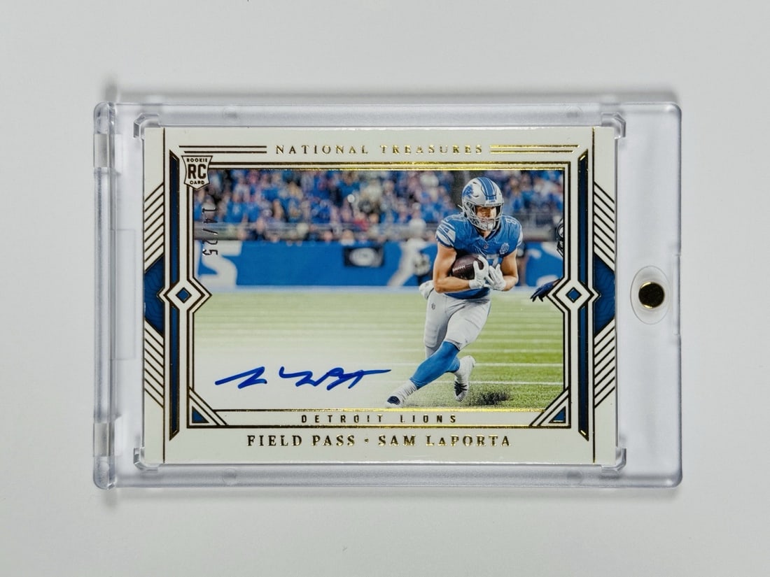 2023 NATIONAL TREASURES SAM LAPORTA #FP-SL ROOKIE SIGNATURES FIELD PASS AUTO/ 25 (1 of 2)