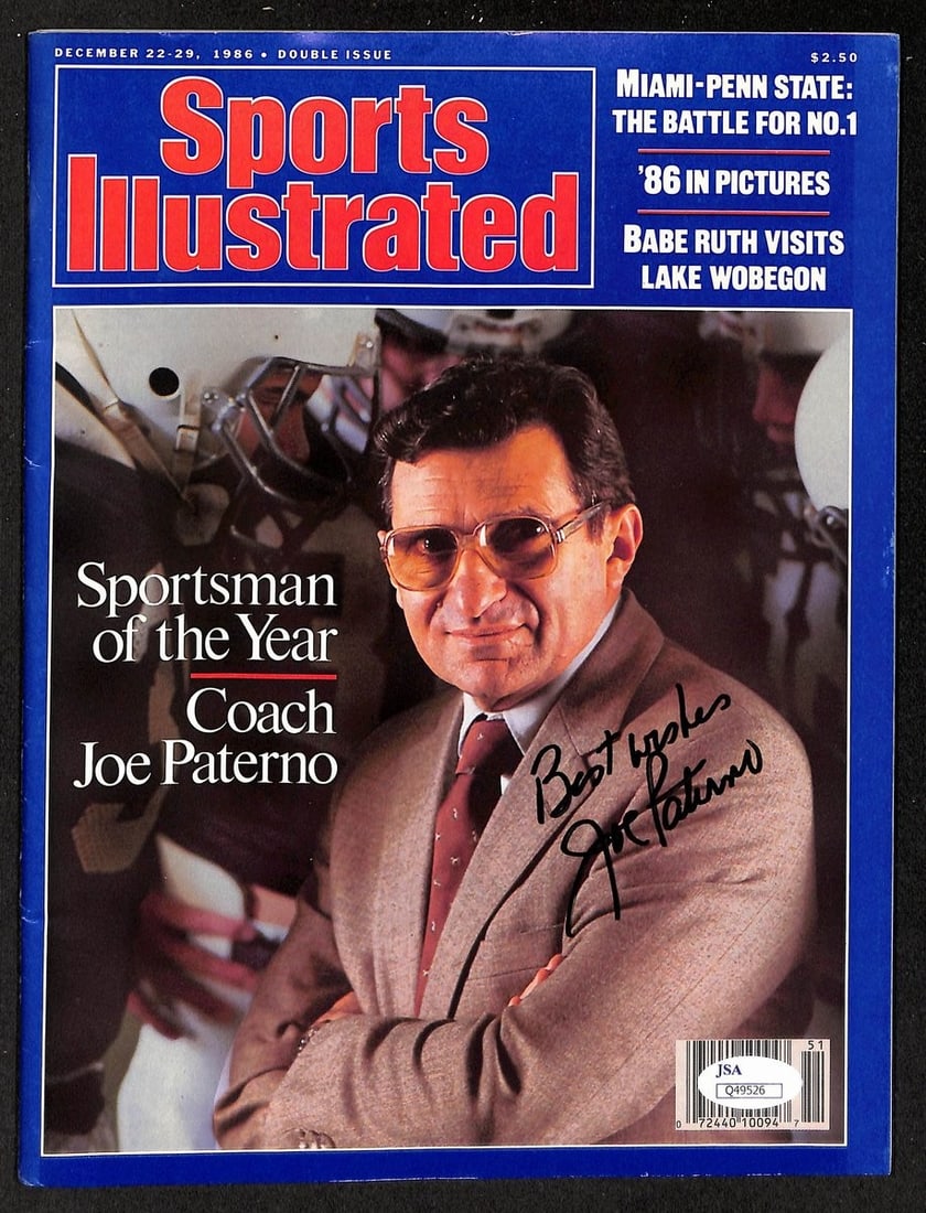 Joe Paterno PSU Signed/ Auto 1986 Sports Illustrated Magazine NO LABEL JSA 203697 (1 of 3)