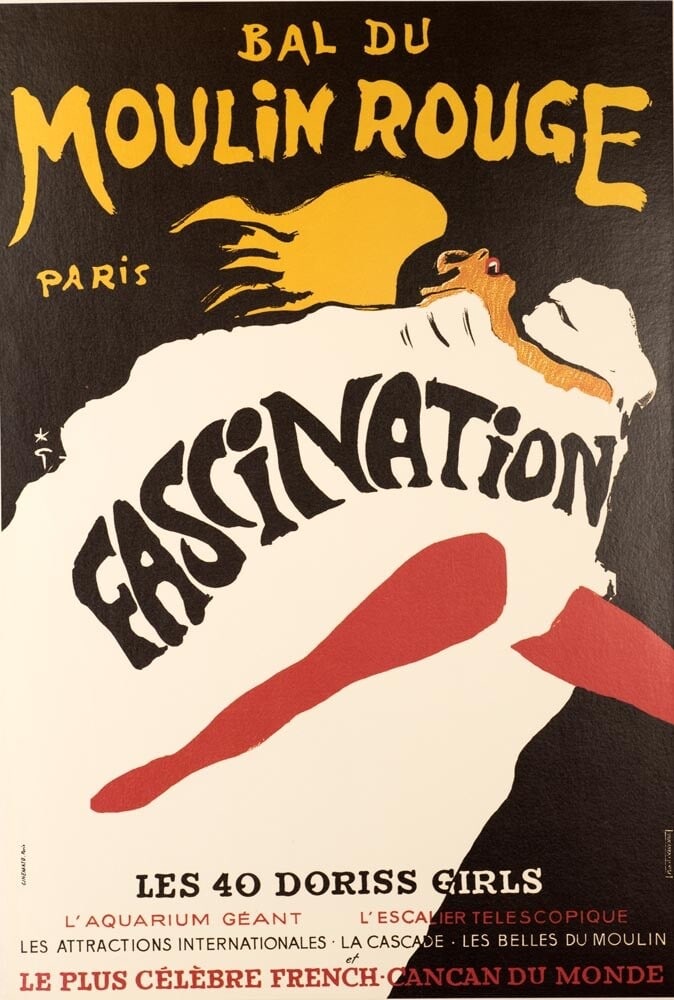 Bal De Moulin Rouge Fascination By Rene Gruau On Linen Excellent A Condition (1 of 1)