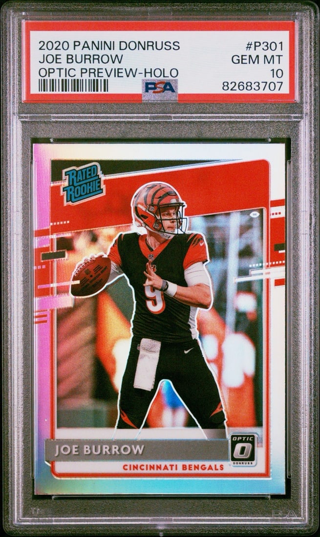 Joe Burrow Rookie Panini Donruss Optic Preview-Holo 2020 PSA 10 (1 of 3)