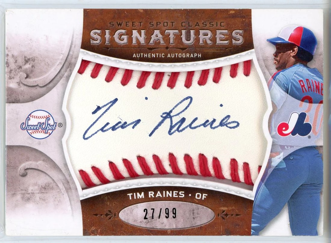 Tim Raines Autographed 2009 Upper Deck Sweet Spot Signatures Card (1 of 2)