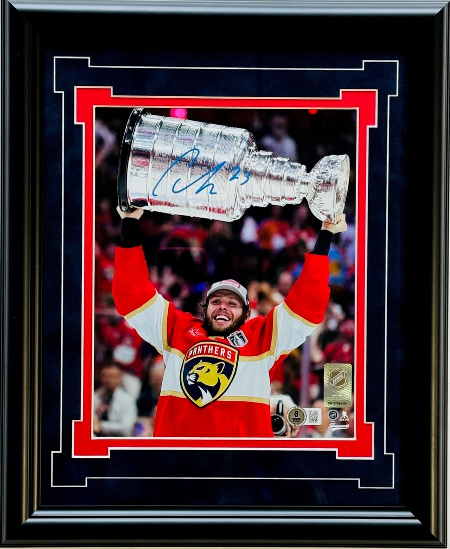 Carter Verhaeghe Autographed Panthers 8x10 Framed Photo Raising Stanley Cup (Bec (1 of 1)