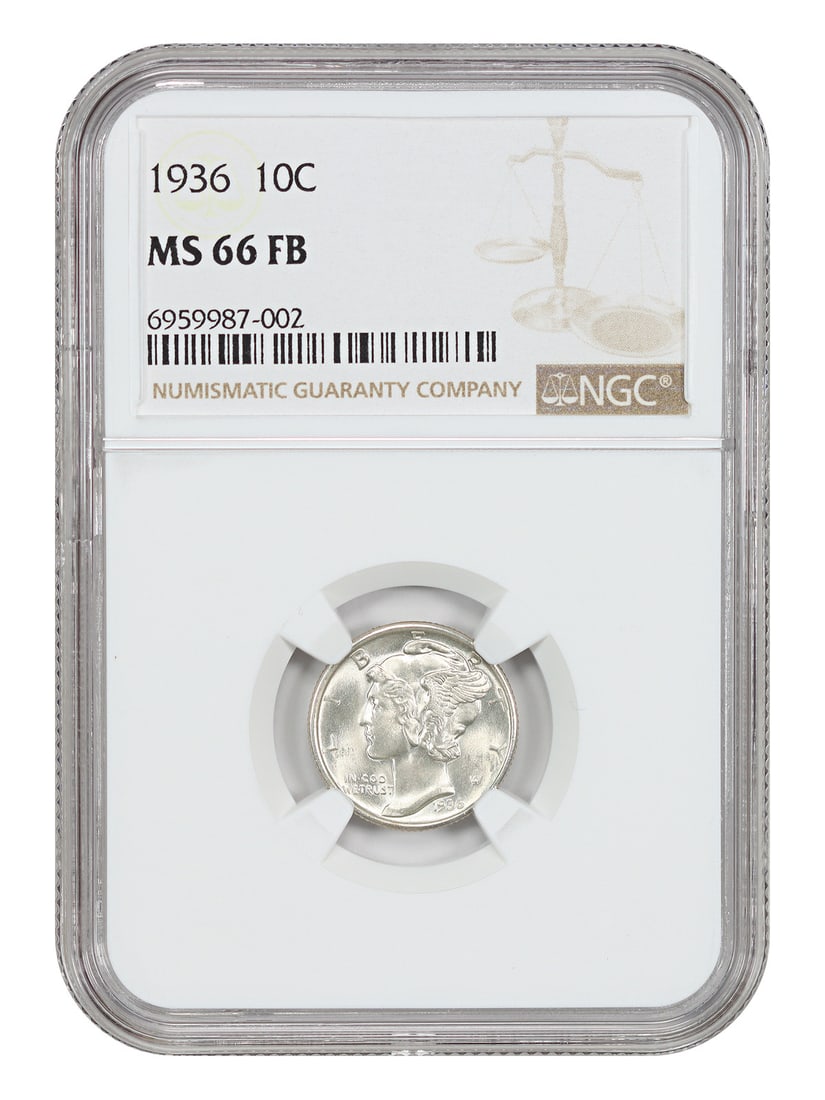 1936 10C NGC MS66FB - Mercury Dime (1 of 4)