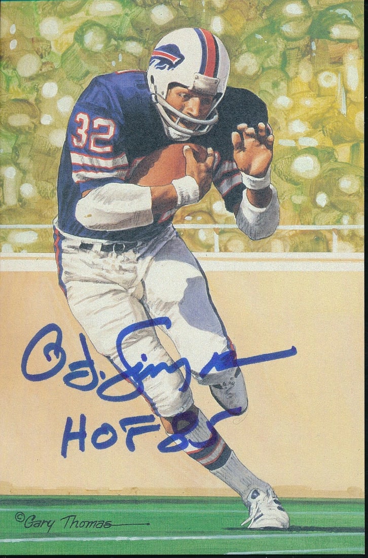O.J.Simpson HOF Signed/ Inscribed 1994 GLA Goal Line Art Card Bills JSA 204825 (1 of 2)