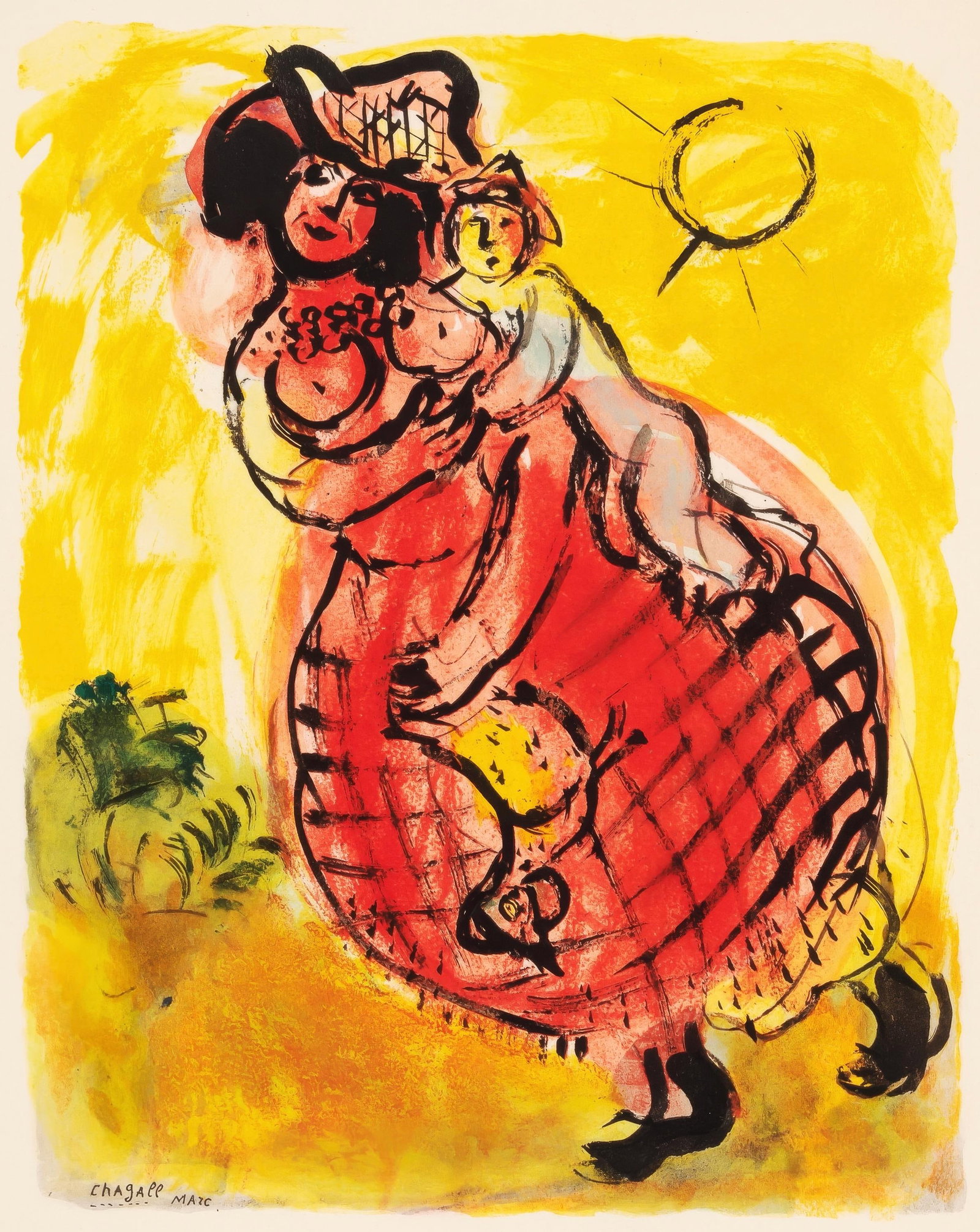 Marc Chagall, Mexican Peasant Woman, from Color of Love, Lithograph and Pochoir, 1958: Marc Chagall, Mexican Peasant Woman, from Color of Love, Lithograph and Pochoir, 1958 Marc Chagall's Paysanne Mexicaine, from the 1958 edition of Couleur amour, is a poignant and powerful lithograph