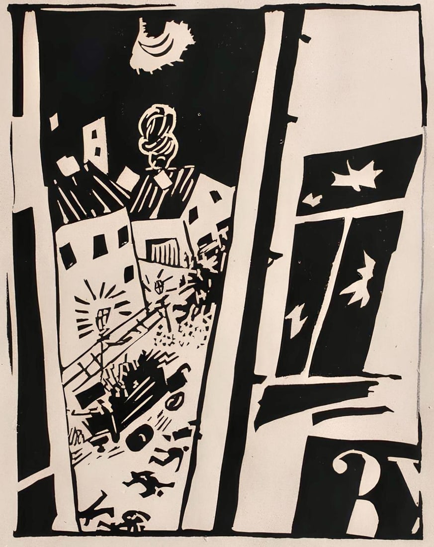 Jean Pougny, Composition, Pougny, dix linogravures originales, 1914-1920, Linocut (1 of 7)