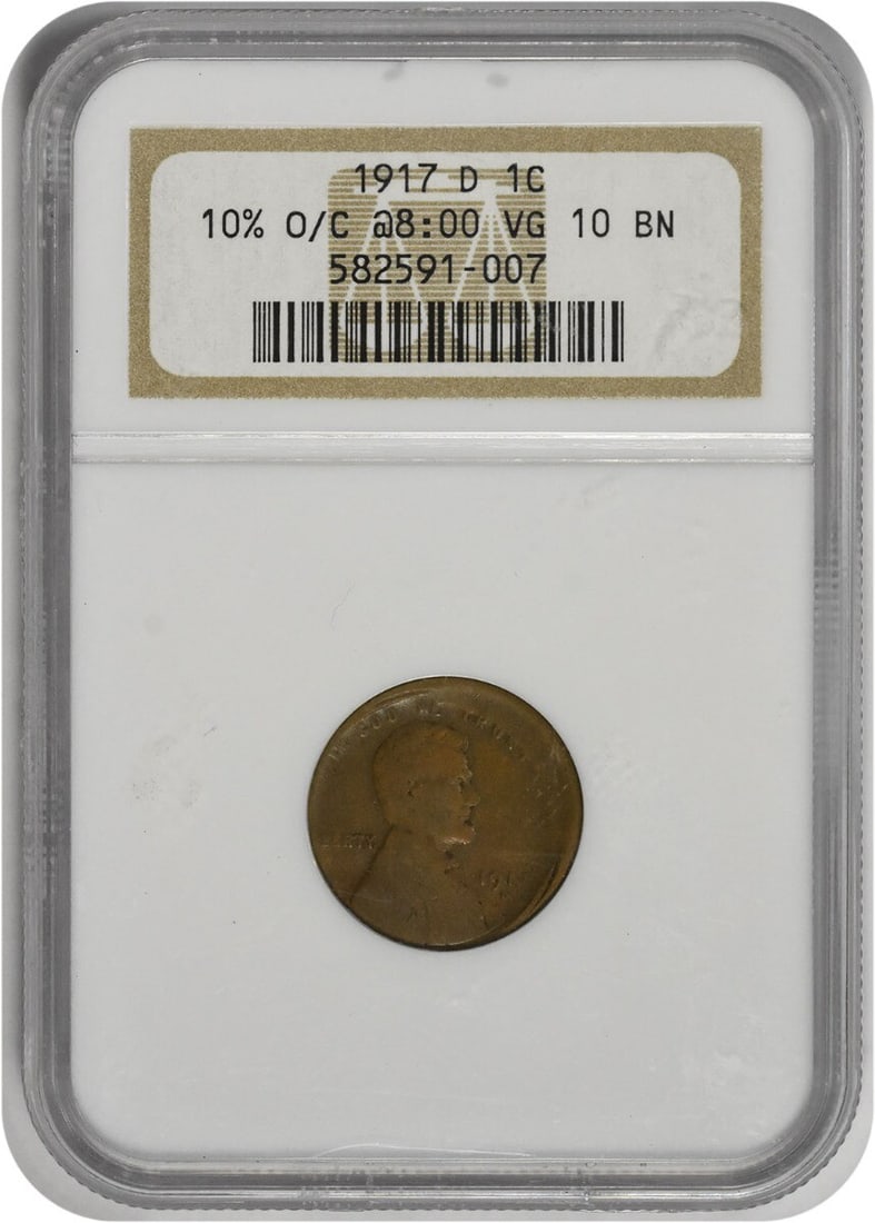 1917-D Lincoln Cent 10% Off Center VG10BN NGC (1 of 1)